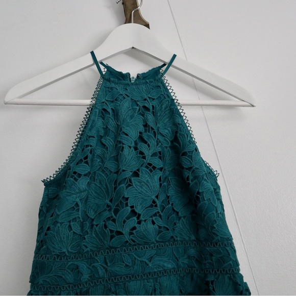 LOFT petite teal embroidered floral midi dress - Picture 2 of 6